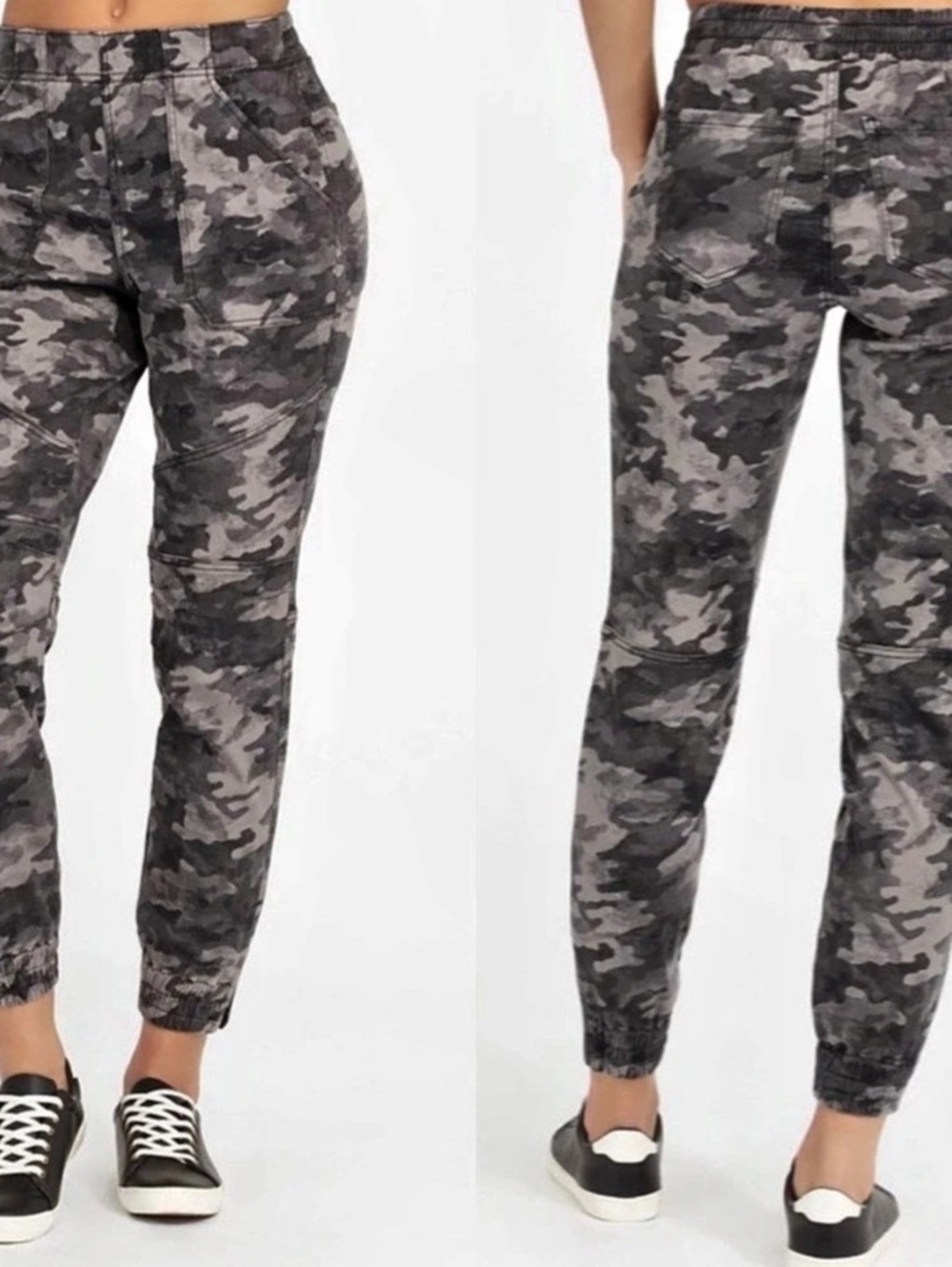 Spanx Stretch Twill Cargo Jogger Camo Gray & Black - Picture 1 of 8